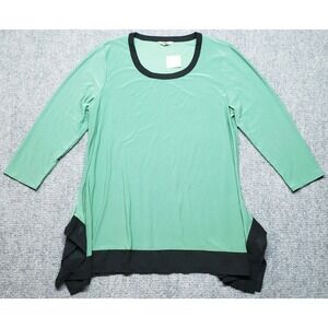 Est 1946 Blouse Womens Size L Light Green Round Neck Long Sleeve Colorblock New